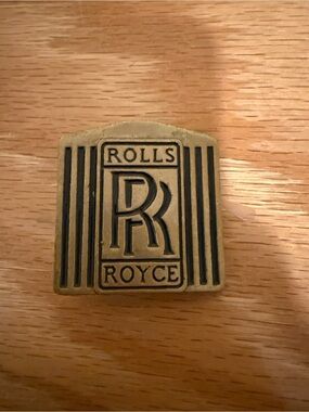 Vintage Rolls Royce Brass Emblem Belt Buckle- Gold and Black